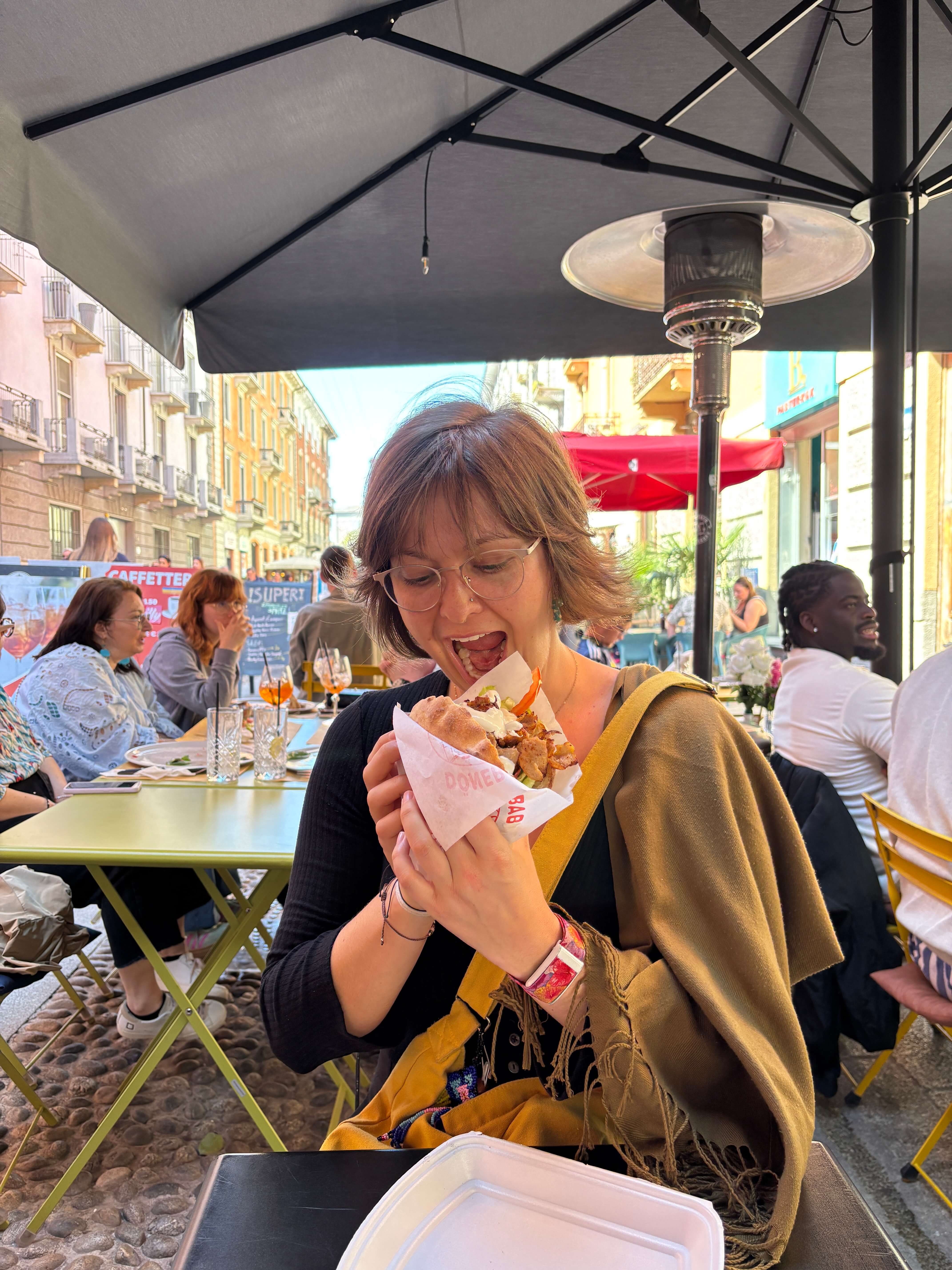 Eating doner kebab - yum!