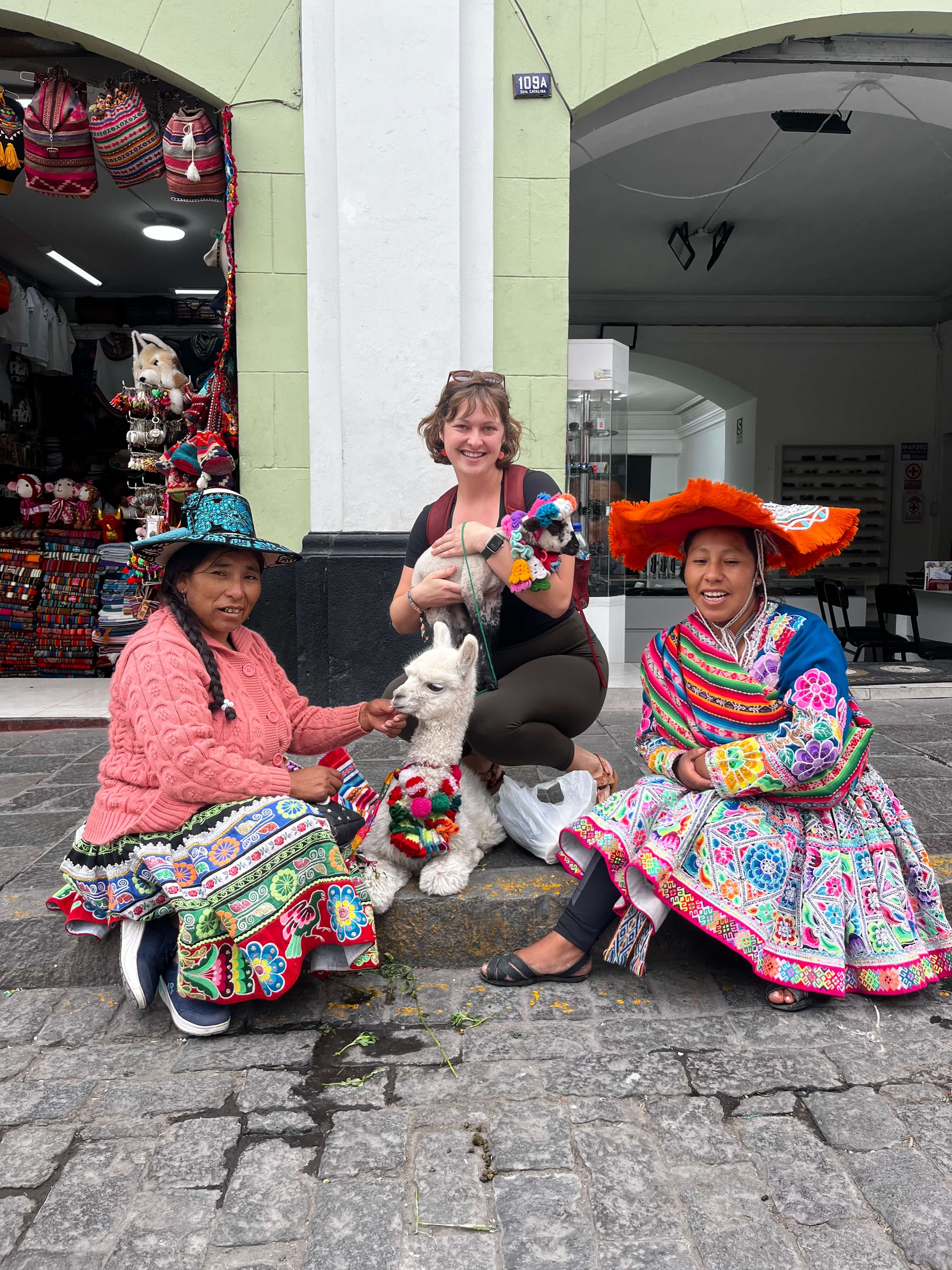 Me holding a baby alpaca in Peru